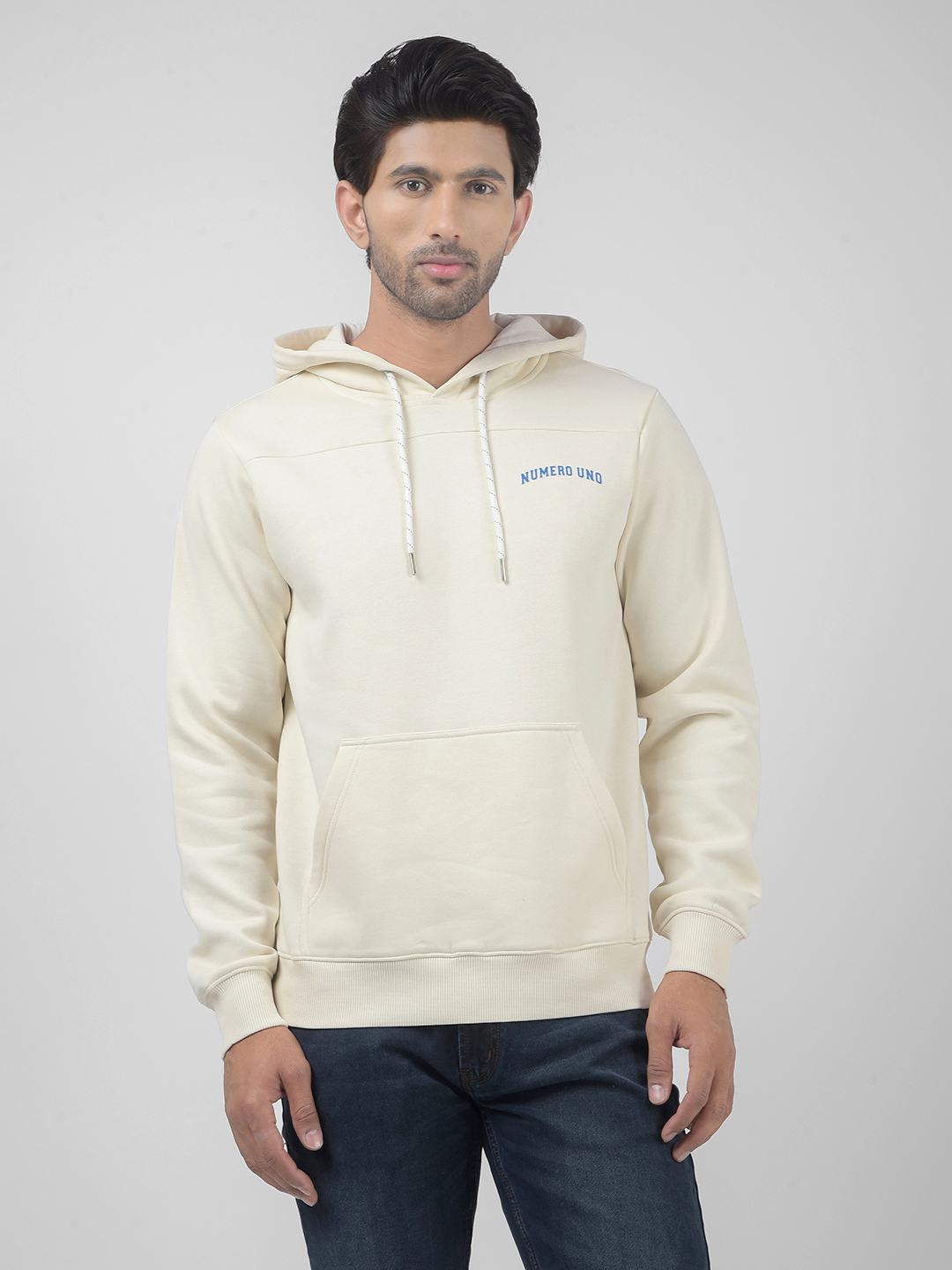 Numero Uno Men Abstract Cream Sweat Shirt